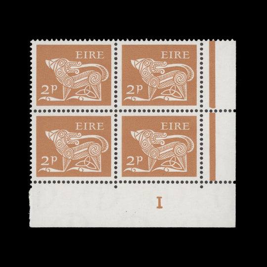 Ireland 1968 (MNH) 2d Dog cylinder 1 block, thin paper, gum arabic