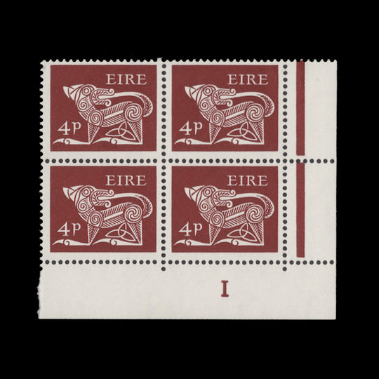 Ireland 1969 (MNH) 4d Dog cylinder 1 block, gum arabic