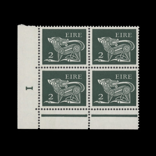 Ireland 1971 (MNH) 2p Dog cylinder 1 block, matt PVA gum
