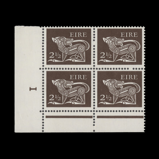 Ireland 1971 (MNH) 2½p Dog cylinder 1 block, matt PVA gum