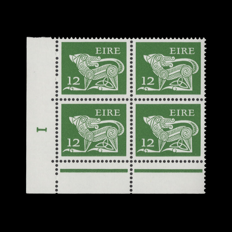 Ireland 1980 (MNH) 12p Dog cylinder 1 block, FCP, PVAD gum