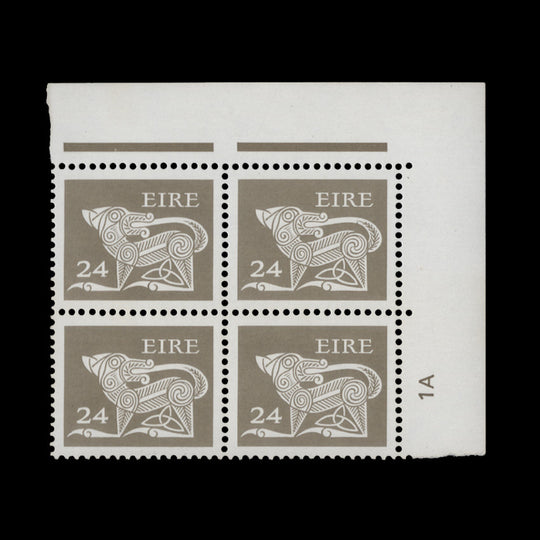 Ireland 1981 (MNH) 24p Dog cylinder 1A block x 4, perf 14 x 14½, litho