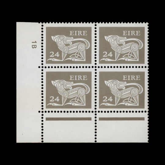 Ireland 1981 (MNH) 24p Dog cylinder 1B block x 4, perf 14 x 14½, litho