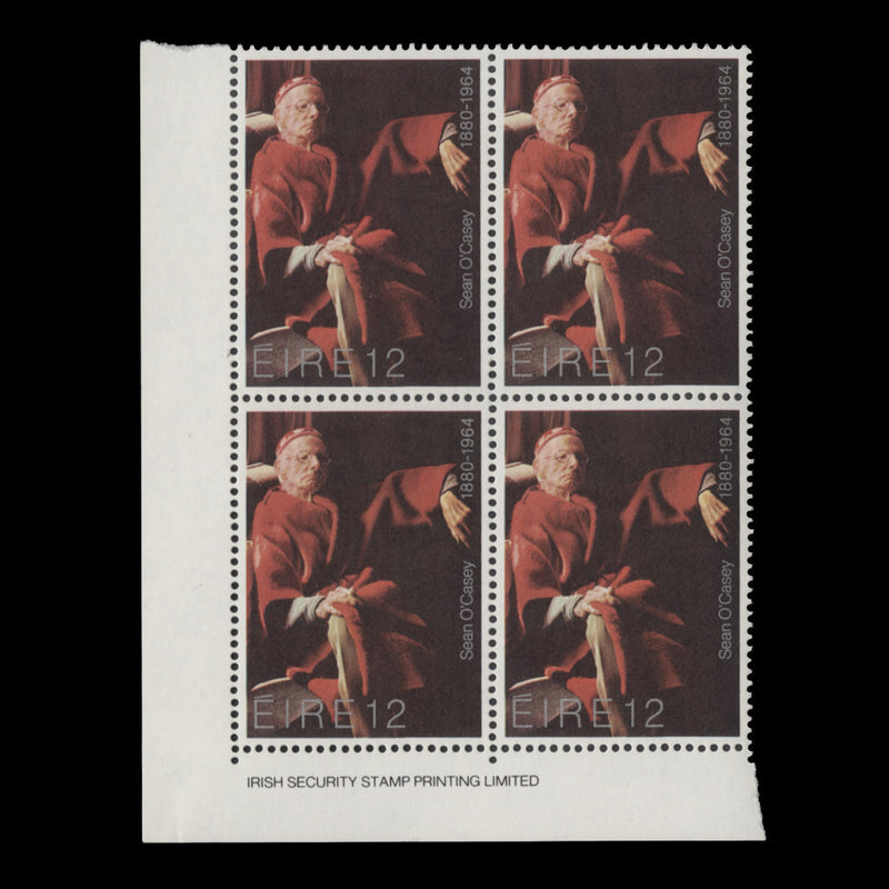 Ireland 1980 (MNH) Sean O'Casey Birth Centenary imprint block