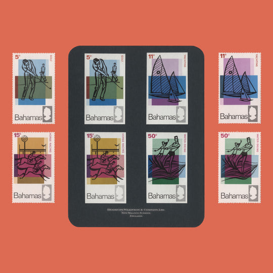 Bahamas 1968 Tourism imperf proof singles on presentation card