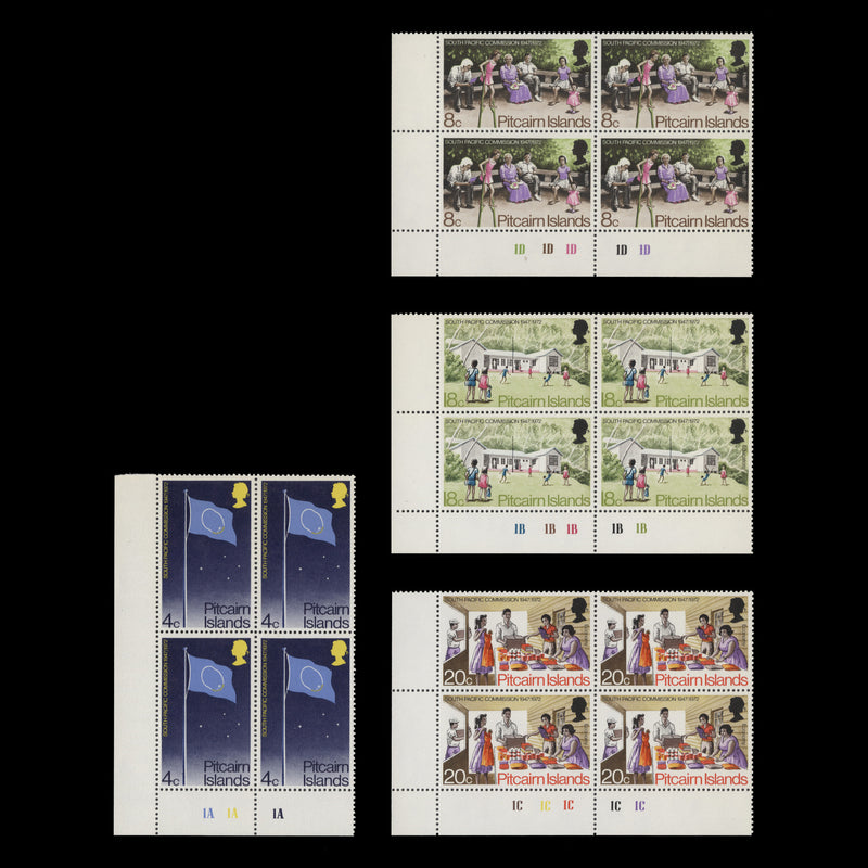 Pitcairn Islands 1972 (MNH) South Pacific Commission plate blocks