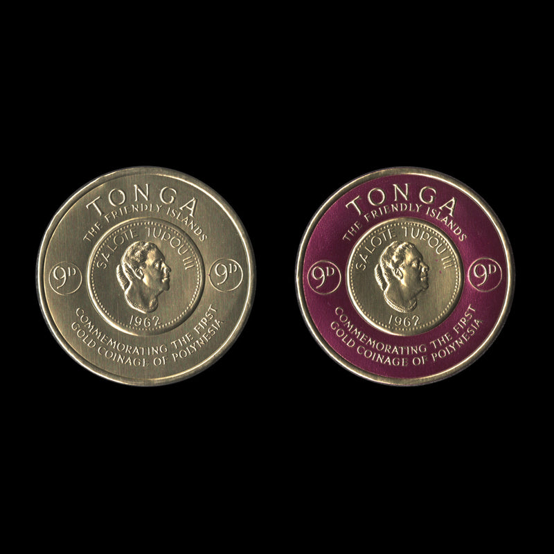 Tonga 1963 (Proof) 9d Gold Coinage Commemoration, die II