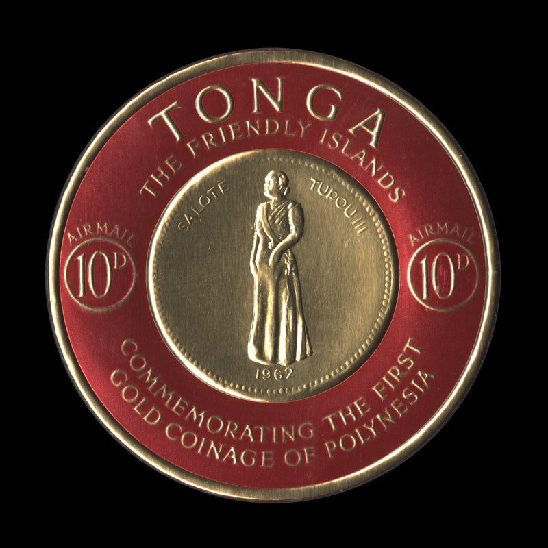 Tonga 1963 (Trial) 10d Gold Coinage Commemoration, blue-green