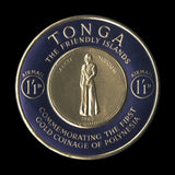Tonga 1963 (Trial) 1s1d Gold Coinage Commemoration, blue-green