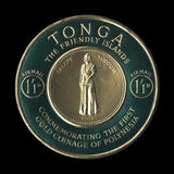 Tonga 1963 (Trial) 1s1d Gold Coinage Commemoration, blue-green