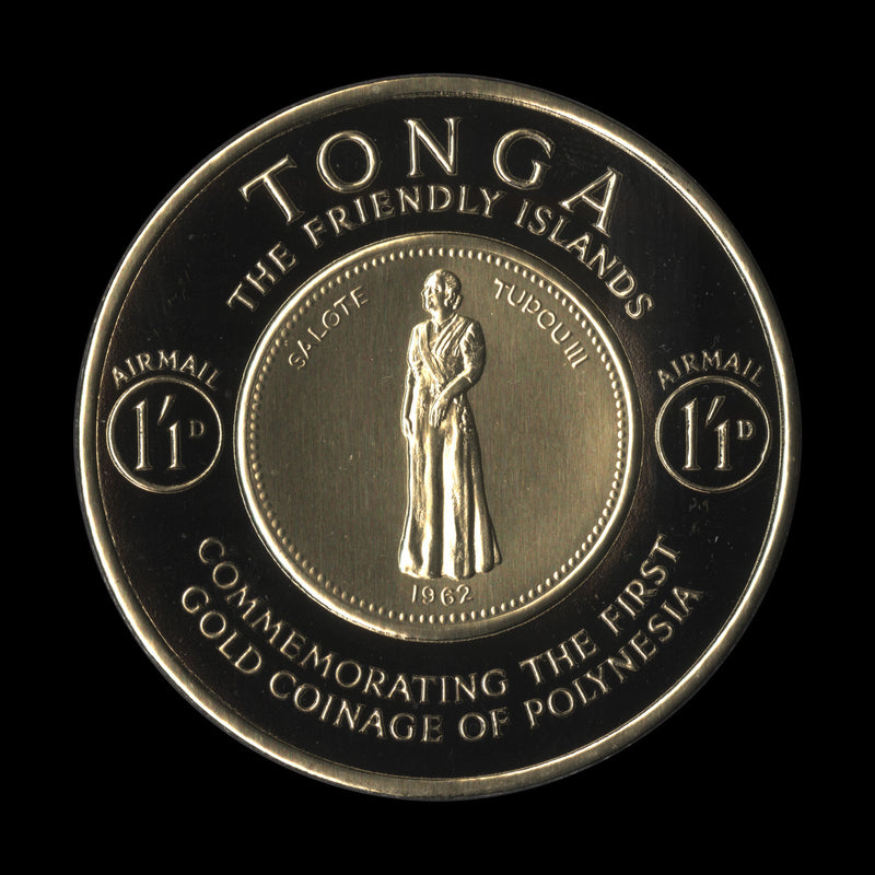 Tonga 1963 (Trial) 1s1d Gold Coinage Commemoration, black border