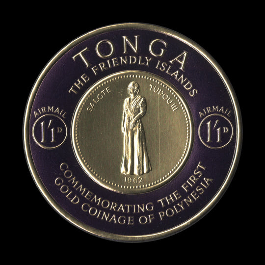 Tonga 1963 (Trial) 1s1d Gold Coinage Commemoration, violet border