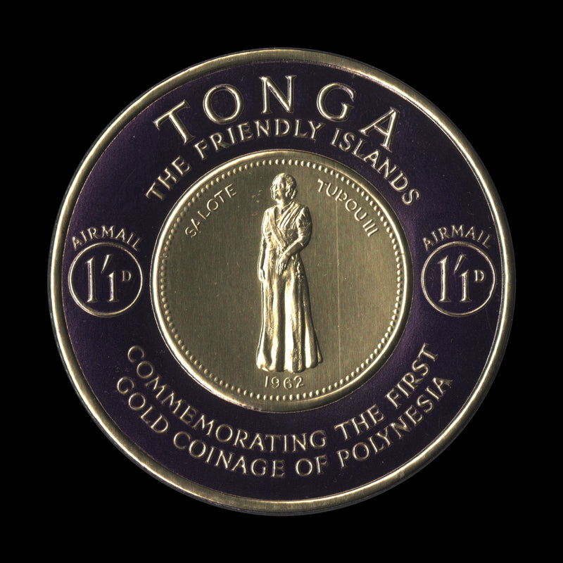 Tonga 1963 (Trial) 1s1d Gold Coinage Commemoration, violet border