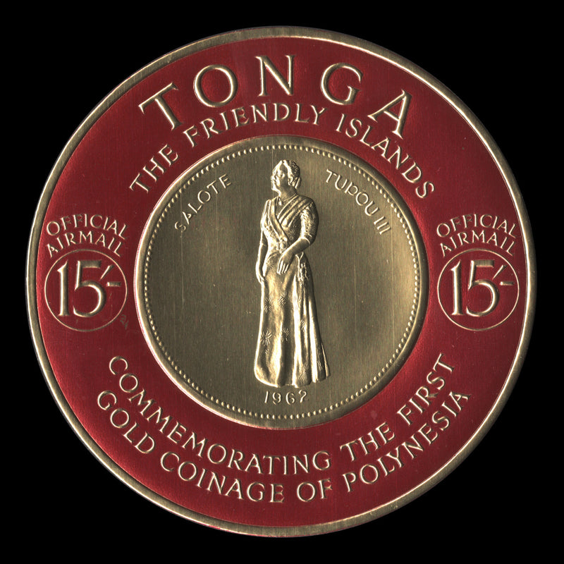 Tonga 1963 (Trial) 15s Gold Coinage Commemoration official, carmine