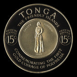 Tonga 1963 (Trial) 15s Gold Coinage Commemoration official, carmine