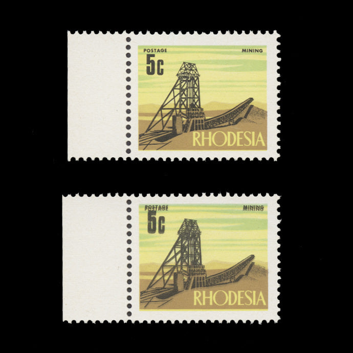 Rhodesia 1970 (Variety) 5c Mining with black double