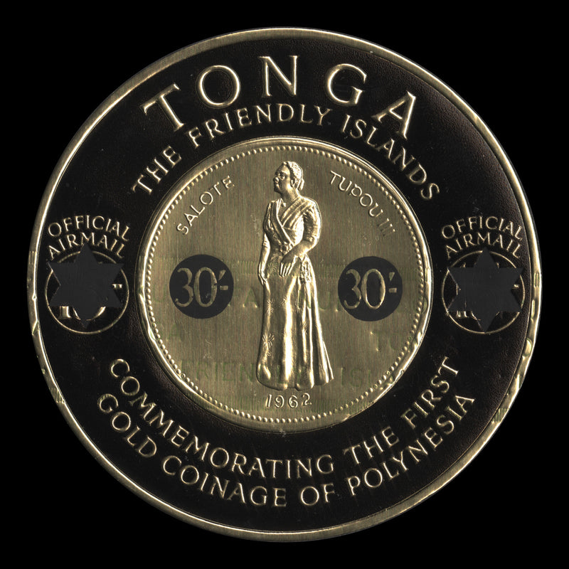 Tonga 1965 (Used) 30s/15s Gold Coinage Provisional, official