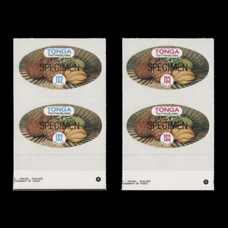 Tonga 1982 (MNH) Fruit SPECIMEN coil pairs