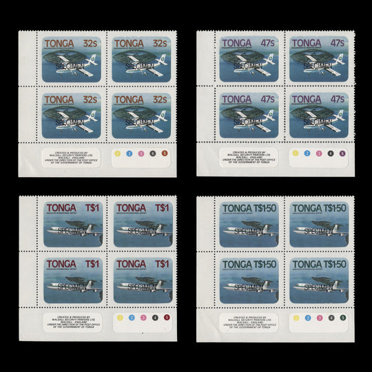 Tonga 1983 (MNH) Niuafo'ou Airport SPECIMEN plate blocks