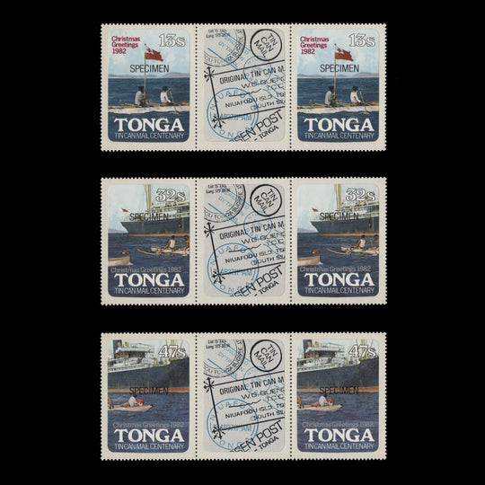 Tonga 1982 (MNH) Christmas SPECIMEN gutter pairs