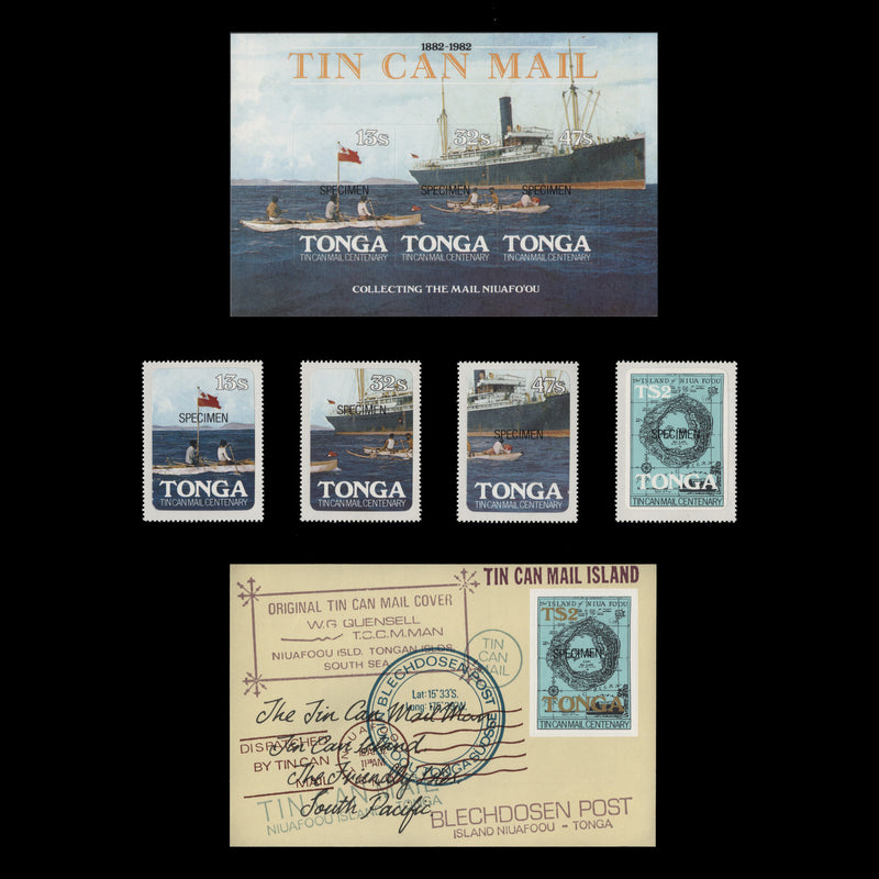 Tonga 1982 (MNH) Tin Can Mail Centenary SPECIMEN set