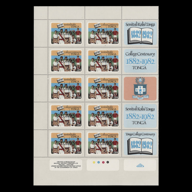 Tonga 1982 (MNH) College Centenary SPECIMEN sheets