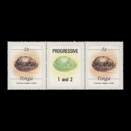 Tonga 1984 (MNH) 5s Green Map Cowrie SPECIMEN gutter pair