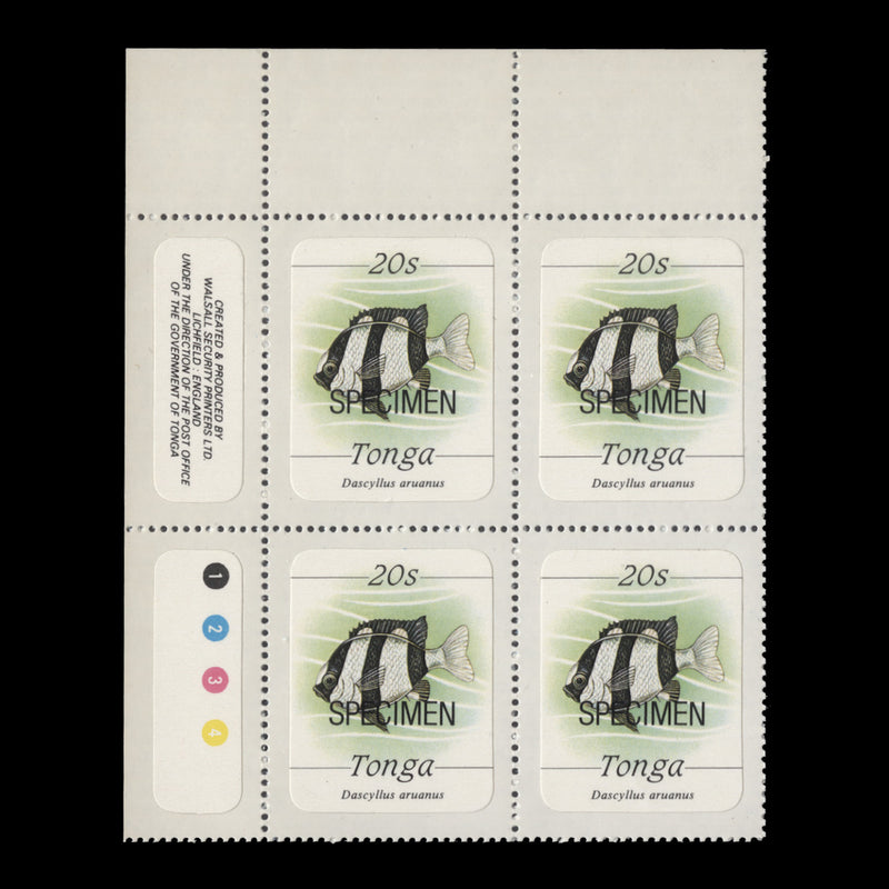 Tonga 1984 (MNH) 20s White-Tailed Dascyllus SPECIMEN plate block