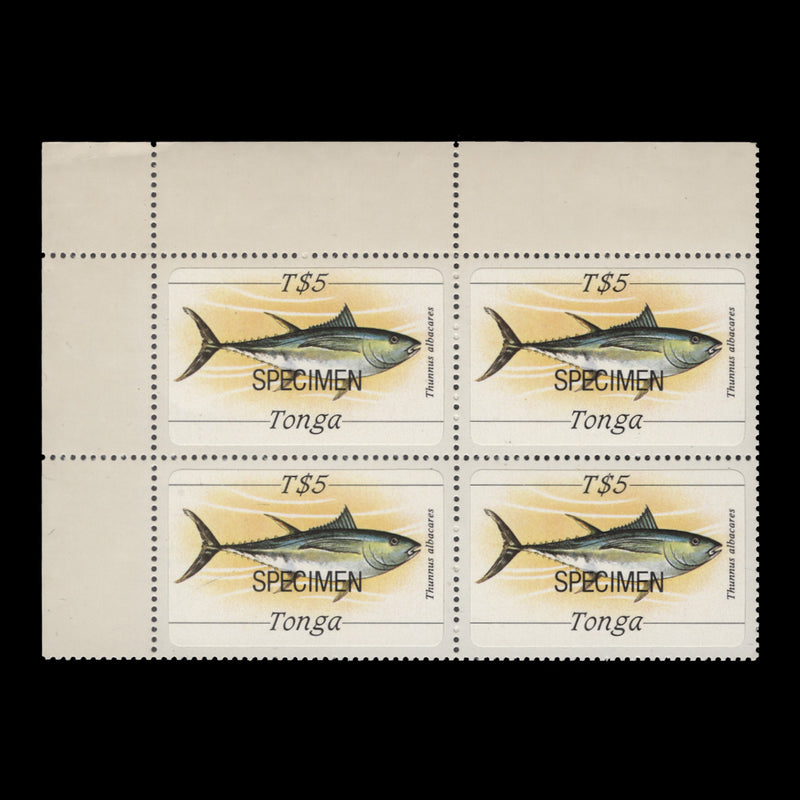 Tonga 1984 (MNH) T$5 Yellow-Finned Tuna SPECIMEN block