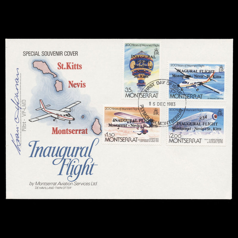 Montserrat 1983 (FDC) Inaugural Flight with 'INAGURAL' overprint