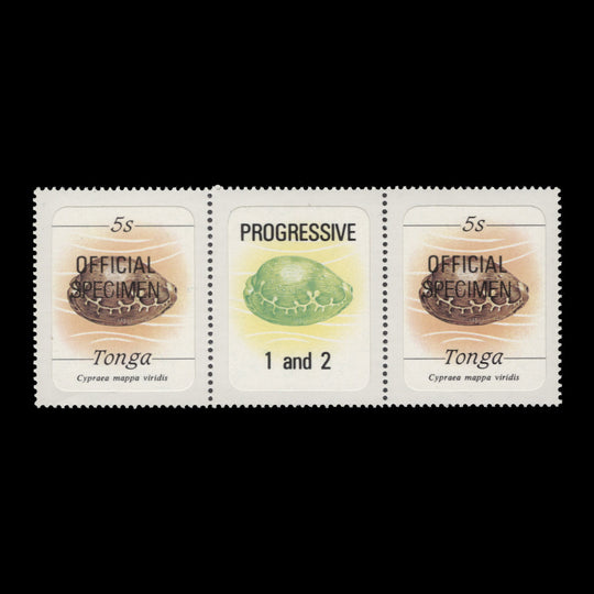 Tonga 1984 (MNH) 5s Green Map Cowrie SPECIMEN gutter pair, official