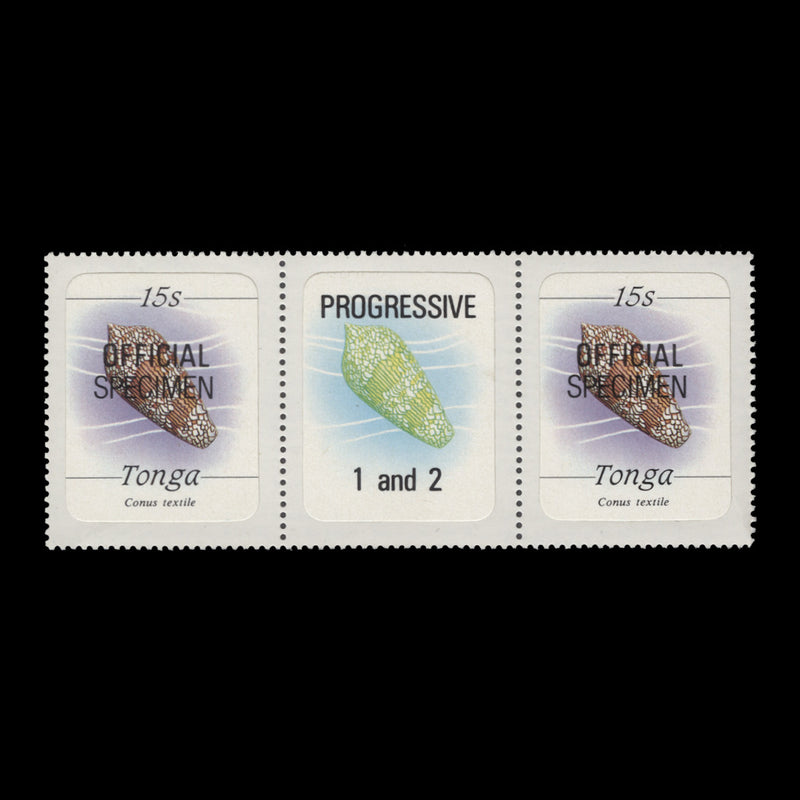 Tonga 1984 (MNH) 15s Cloth of Gold Cone SPECIMEN gutter pair, official