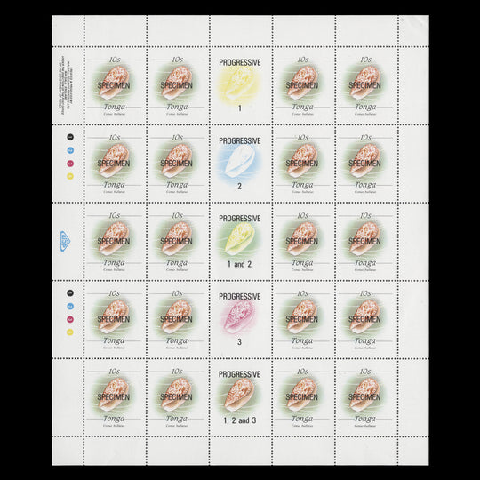 Tonga 1987 (MNH) 10s Bubble Cone SPECIMEN sheet, gummed