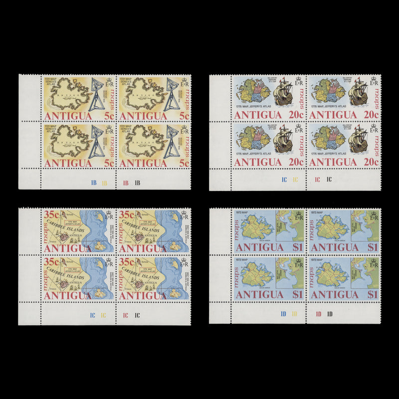 Antigua 1975 (MNH) Maps plate blocks