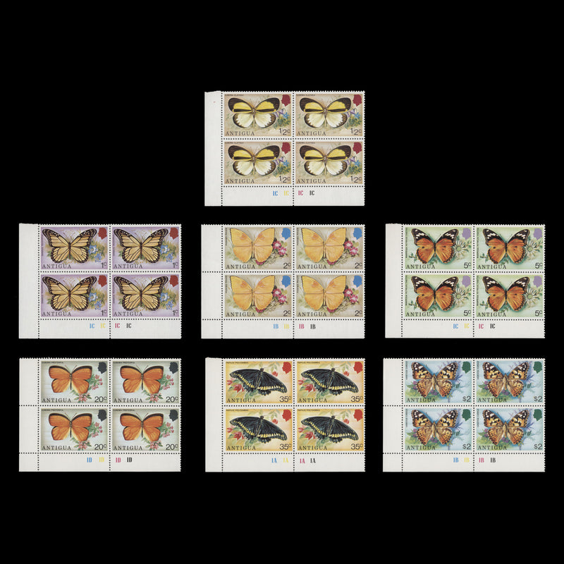 Antigua 1975 (MNH) Butterflies plate blocks