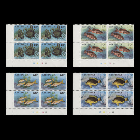 Antigua 1976 (MNH) Fish plate blocks