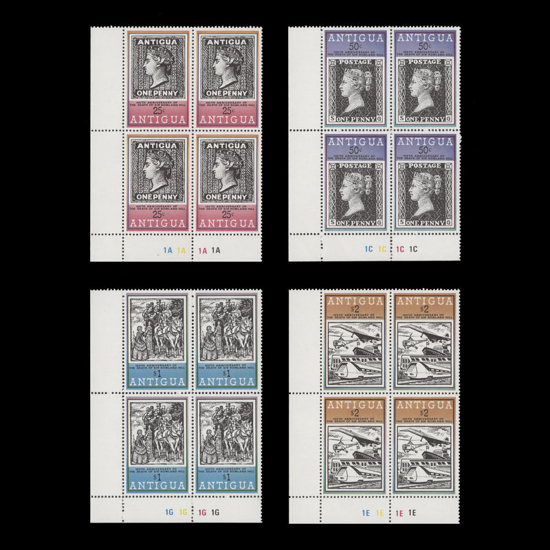 Antigua 1979 (MNH) Rowland Hill Death Centenary plate blocks