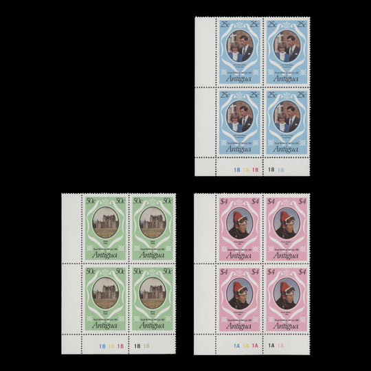 Antigua 1981 (MNH) Royal Wedding plate blocks