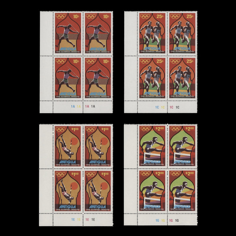 Antigua 1980 (MNH) Olympic Games, Moscow plate blocks
