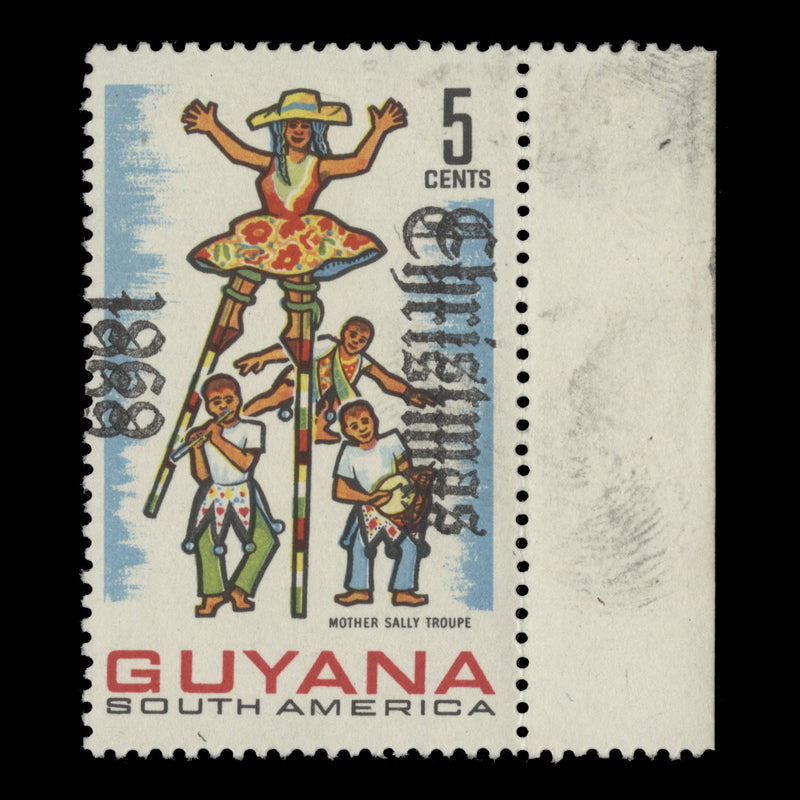 Guyana 1969 (Variety) 5c Christmas with double overprint