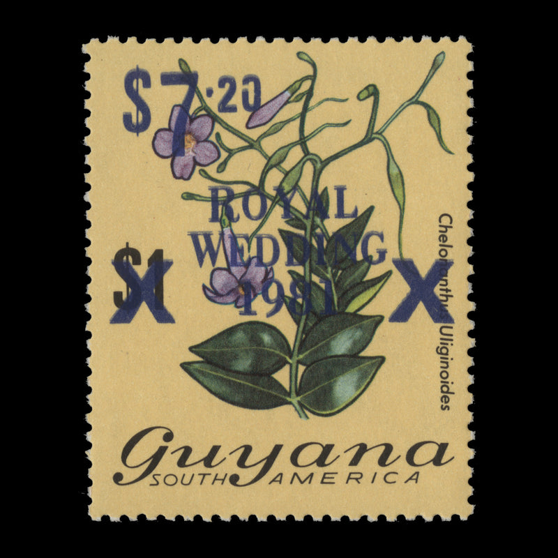 Guyana 1981 (Variety) $7.20/$1 Royal Wedding surcharge double