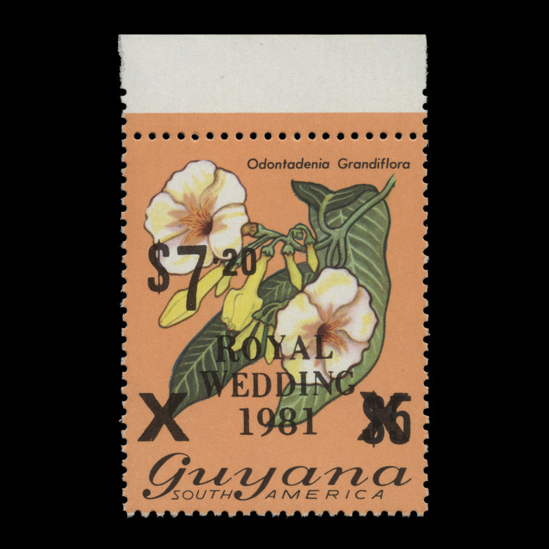 Guyana 1981 (MNH) $7.20/$5 Royal Wedding surcharge error