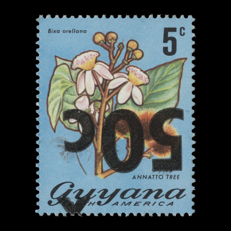 Guyana 1981 (Variety) 50c/5c Annatto Tree surcharge inverted