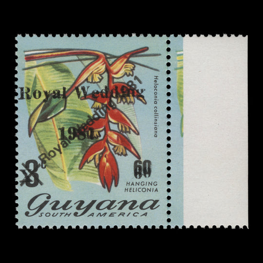 Guyana 1981 (Variety) 60c/3c Royal Wedding surcharge double