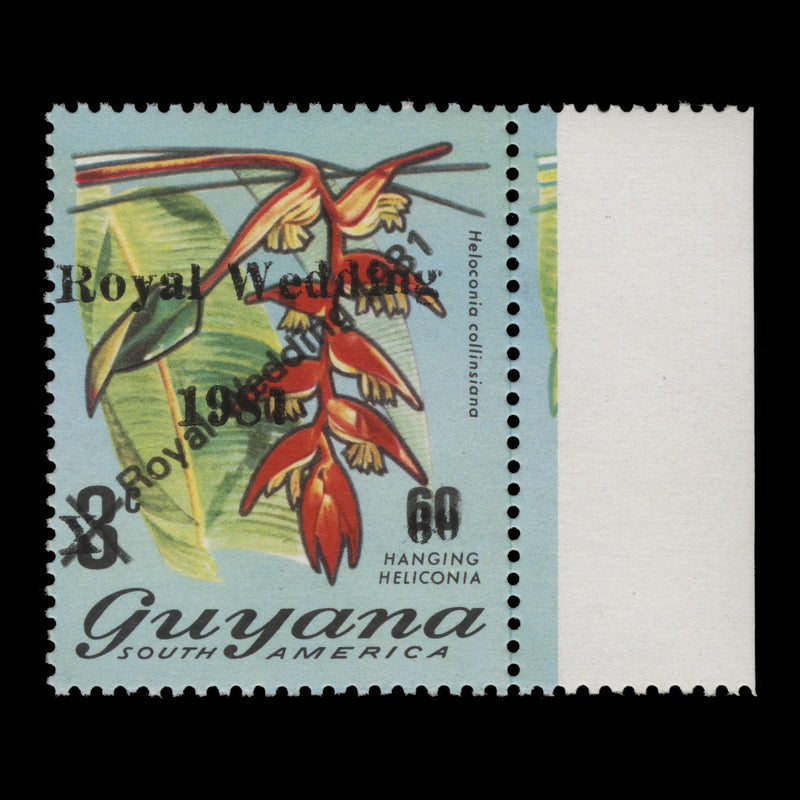 Guyana 1981 (Variety) 60c/3c Royal Wedding surcharge double