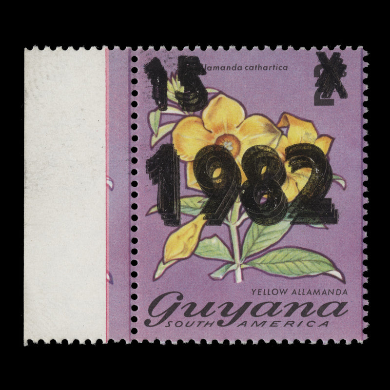 Guyana 1982 (Variety) 15c/2c Yellow Allamanda surcharge triple