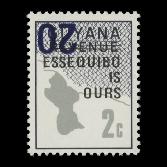Guyana 1982 (Variety) 20c/2c Map of Guyana with inverted surcharge