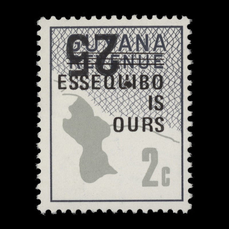 Guyana 1982 (Variety) 25c/2c Map of Guyana surcharge inverted