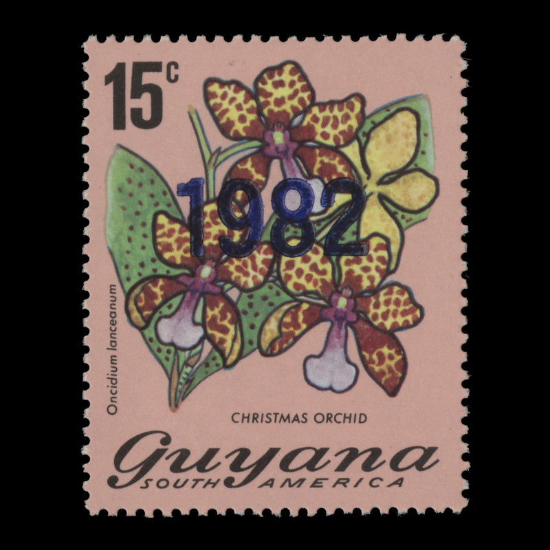 Guyana 1982 (MNH) 15c Christmas Orchid provisional, perf 13½ x 13½
