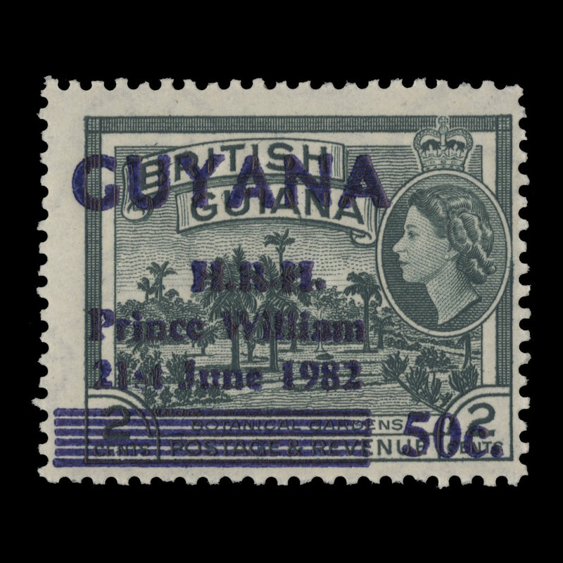 Guyana 1982 (MNH) 50c/2c Prince William's Birthday with line obliterator